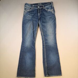 Silver Jeans Suki Bootcut Dark Wash Denim Jeans Women’s W30 L32 Boho Embroidered